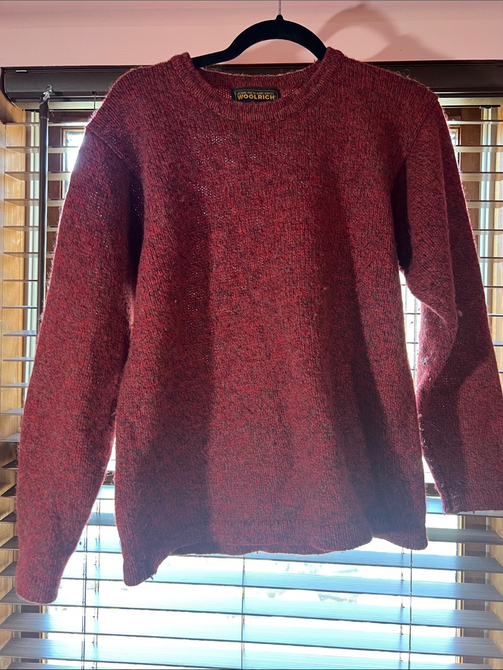 Woolrich Men’s Burgundy Crewneck Wool Sweater